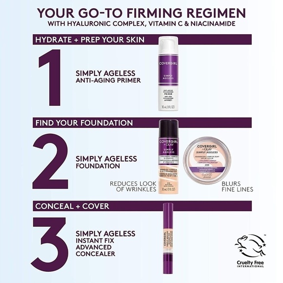 💖3/$15💖 COVERGIRL +Olay Simply Ageless 3-in-1 Liquid Foundation 275 Soft Sable - Picture 6 of 7